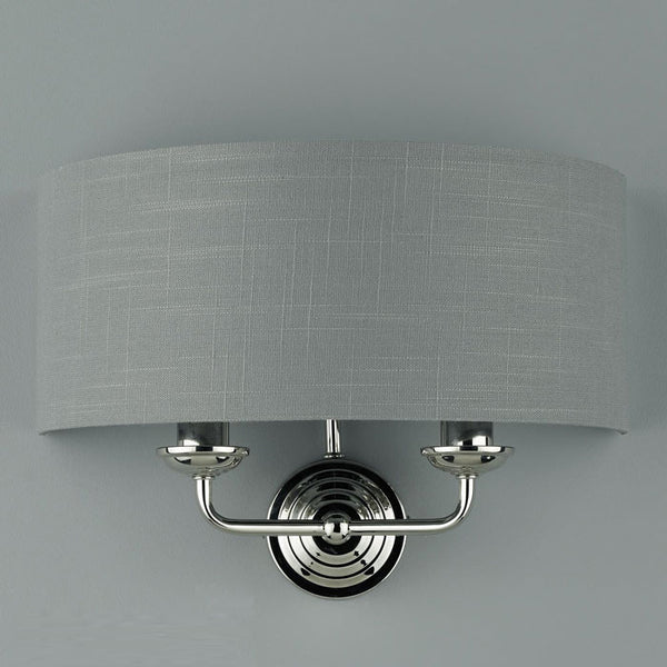 Laura Ashley Sorrento Polished Nickel 2 Light Wall Light with Charcoal Shade LA3727711-Q