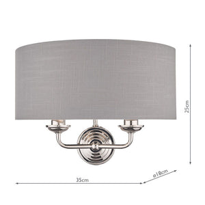 Laura Ashley Sorrento Polished Nickel 2 Light Wall Light with Charcoal Shade LA3727711-Q