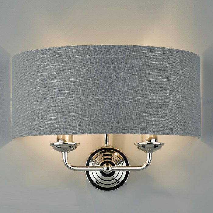 Laura Ashley Sorrento Polished Nickel 2 Light Wall Light with Charcoal Shade LA3727711-Q