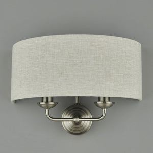 Laura Ashley Sorrento Brushed Chrome 2 Light Wall Light with Natural Shade LA3727712-Q