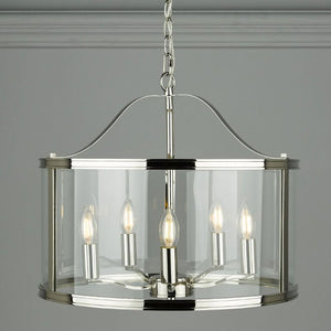 Laura Ashley Harrington 5-Light Pendant Polished Nickel Glass LA3732127-Q