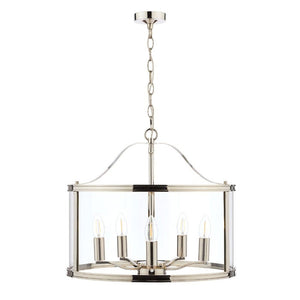 Laura Ashley Harrington 5-Light Pendant Polished Nickel Glass LA3732127-Q