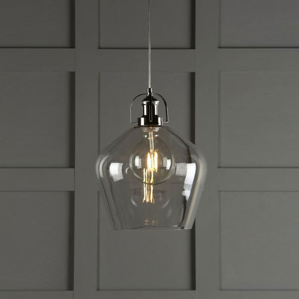 Laura Ashley Rye Clear Glass Ceiling Pendant Light in Polished Nickel LA3734719-Q