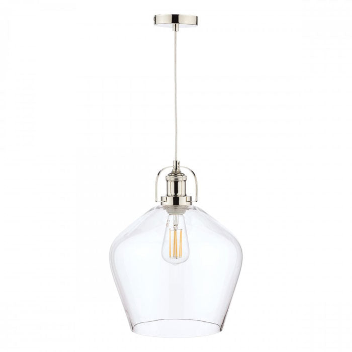 Laura Ashley Rye Clear Glass Ceiling Pendant Light in Polished Nickel LA3734719-Q