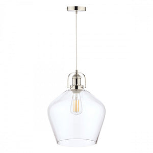 Laura Ashley Rye Clear Glass Ceiling Pendant Light in Polished Nickel LA3734719-Q