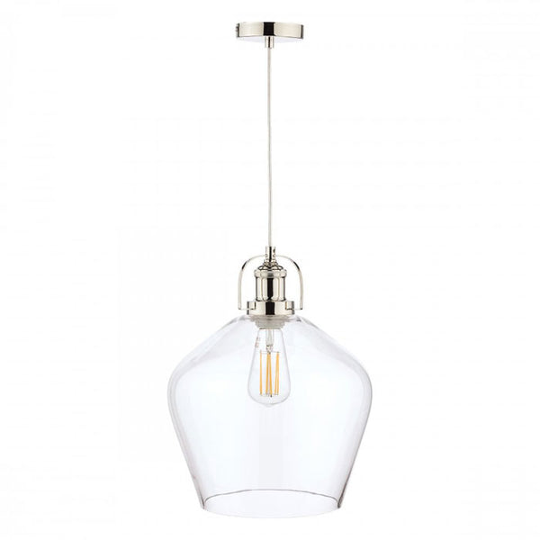 Laura Ashley Rye Clear Glass Ceiling Pendant Light in Polished Nickel LA3734719-Q