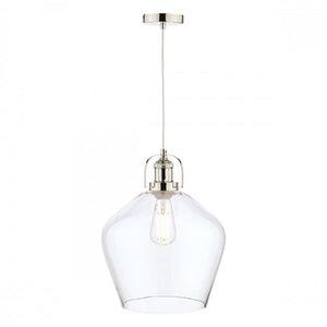 Laura Ashley Rye Clear Glass Ceiling Pendant Light in Polished Nickel LA3734719-Q