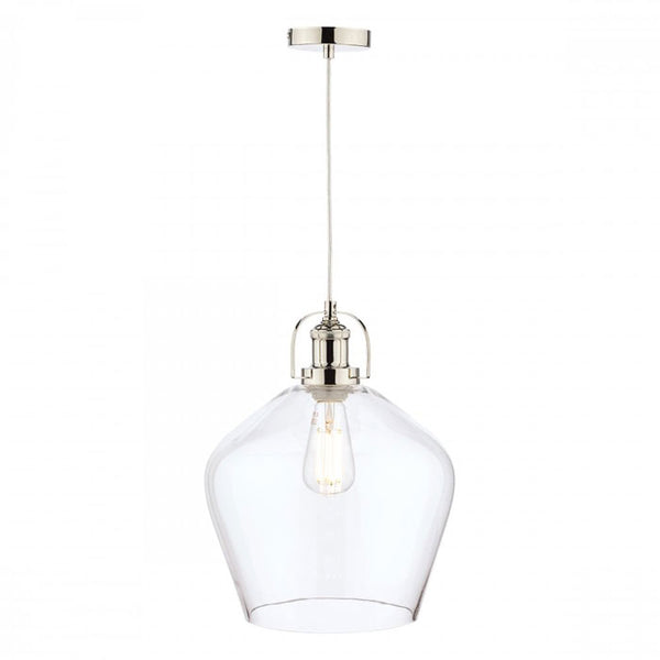 Laura Ashley Rye Clear Glass Ceiling Pendant Light in Polished Nickel LA3734719-Q
