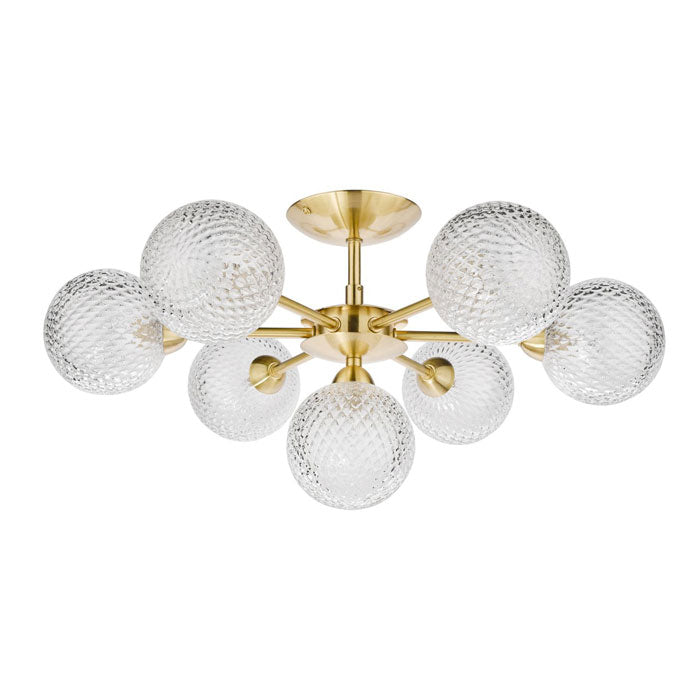 Laura Ashley Atherton 7-Light Semi Flush Satin Brass Glass Fitting LA3756055-Q