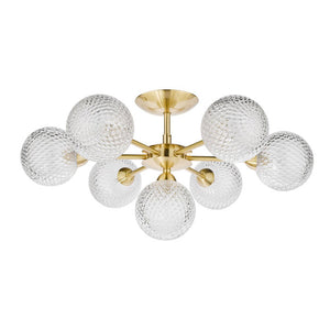 Laura Ashley Atherton 7-Light Semi Flush Satin Brass Glass Fitting LA3756055-Q