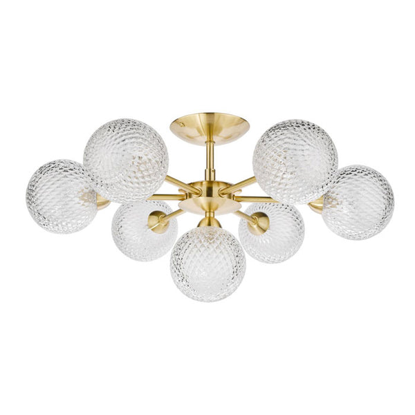 Laura Ashley Atherton 7-Light Semi Flush Satin Brass Glass Fitting LA3756055-Q