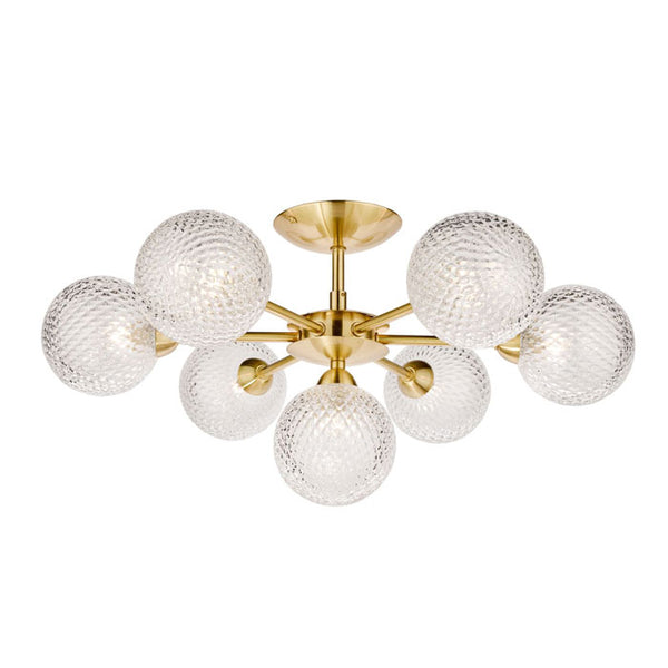Laura Ashley Atherton 7-Light Semi Flush Satin Brass Glass Fitting LA3756055-Q