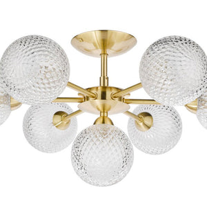 Laura Ashley Atherton 7-Light Semi Flush Satin Brass Glass Fitting LA3756055-Q