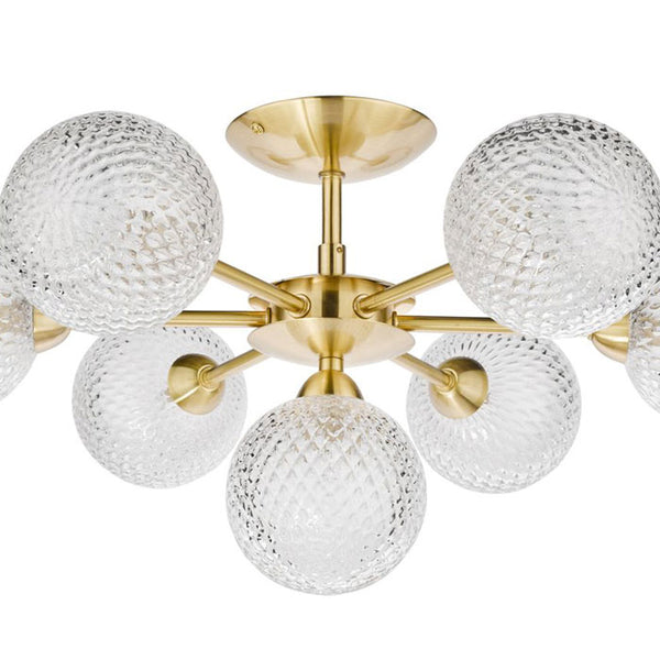 Laura Ashley Atherton 7-Light Semi Flush Satin Brass Glass Fitting LA3756055-Q