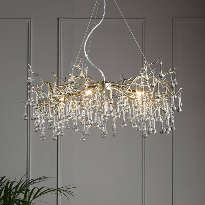 Laura Ashley Willow 5-Light Pendant Satin Champagne Crystal LA3756144-Q