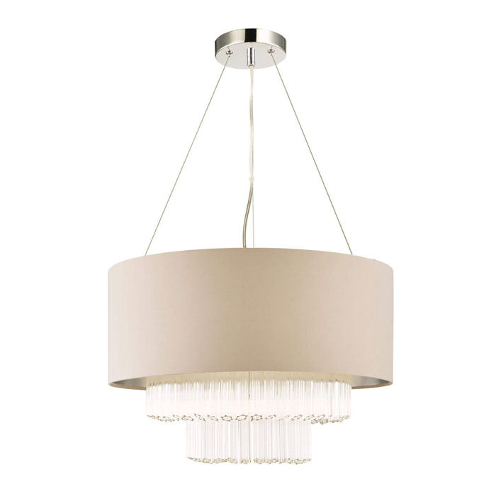Laura Ashley Genevieve 5-Light Pendant Grey Shade with Fluted Glass LA3756145-Q