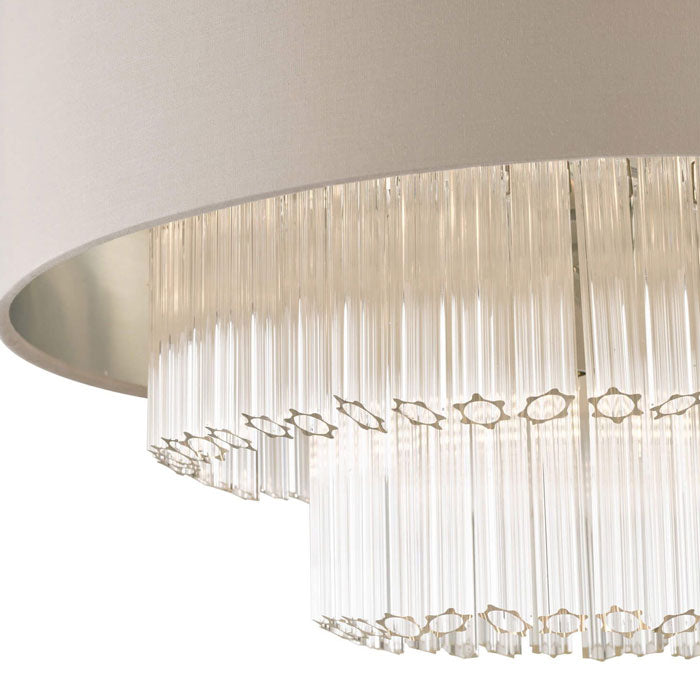 Laura Ashley Genevieve 5-Light Pendant Grey Shade with Fluted Glass LA3756145-Q