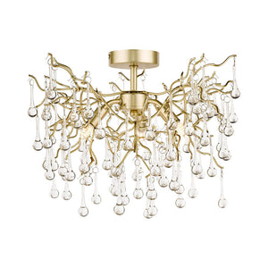 Laura Ashley Willow 3 Light Semi Flush Satin Champagne with Crystal Raindrops LA3756150-Q