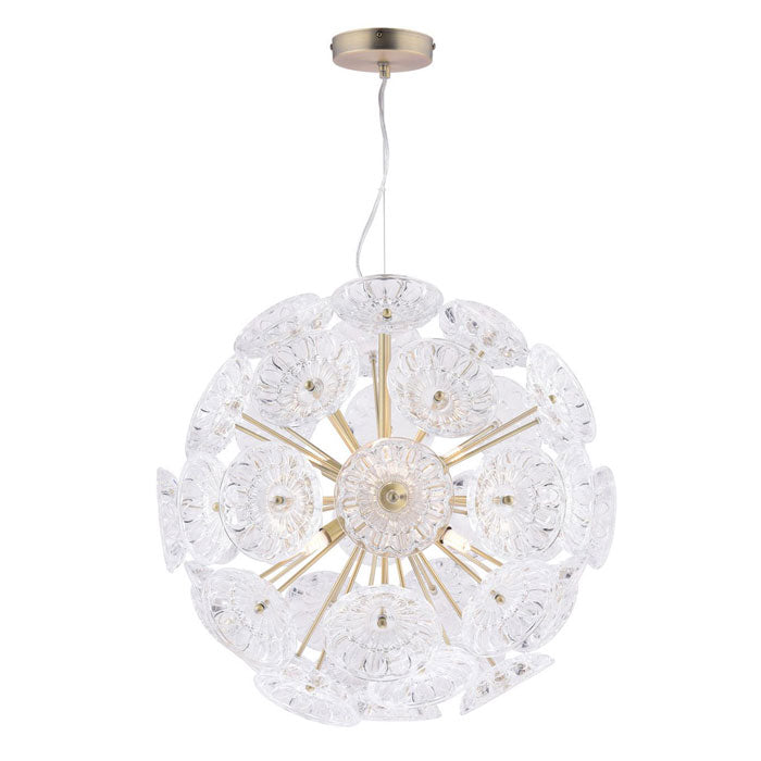 Laura Ashley Elwick 6 Light Pendant Matt Brass & Crystal LA3756208-Q