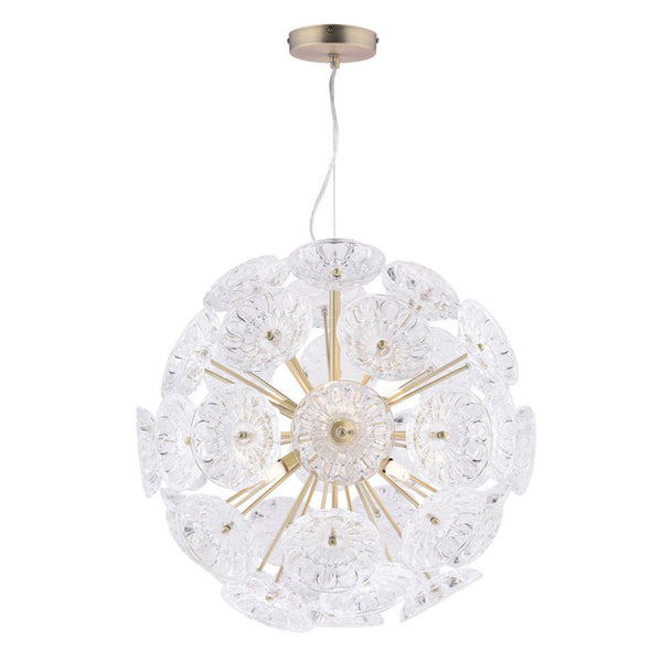 Laura Ashley Elwick 6 Light Pendant Matt Brass & Crystal LA3756208-Q