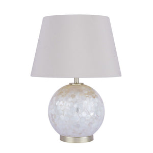 Laura Ashley Mathern Cream Shell Table Lamp In Champagne Finish With Ivory Silk Shade LA3756214-Q