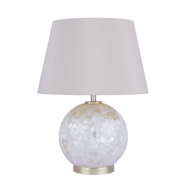 Laura Ashley Mathern Cream Shell Table Lamp In Champagne Finish With Ivory Silk Shade LA3756214-Q