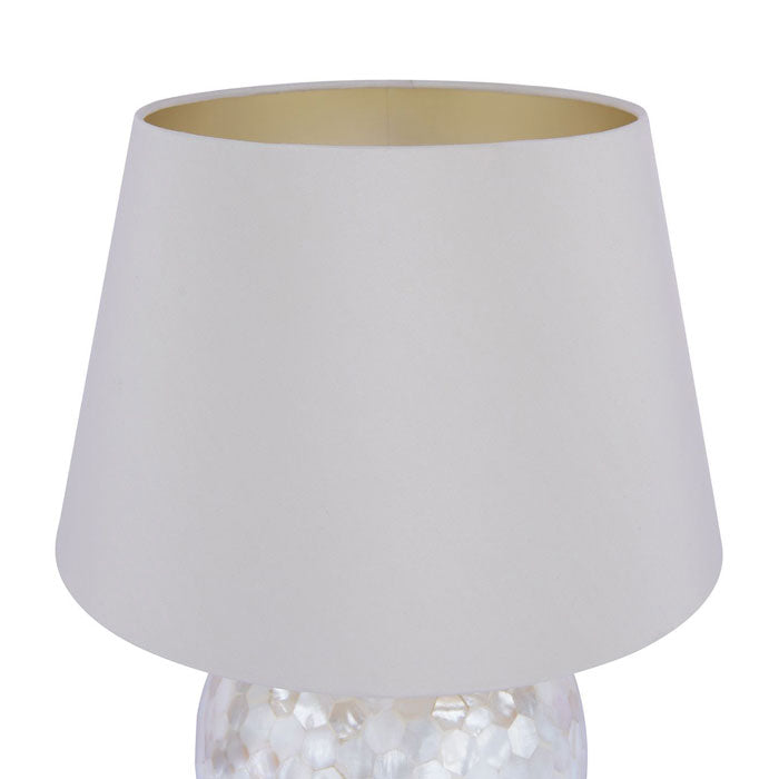Laura Ashley Mathern Cream Shell Table Lamp In Champagne Finish With Ivory Silk Shade LA3756214-Q