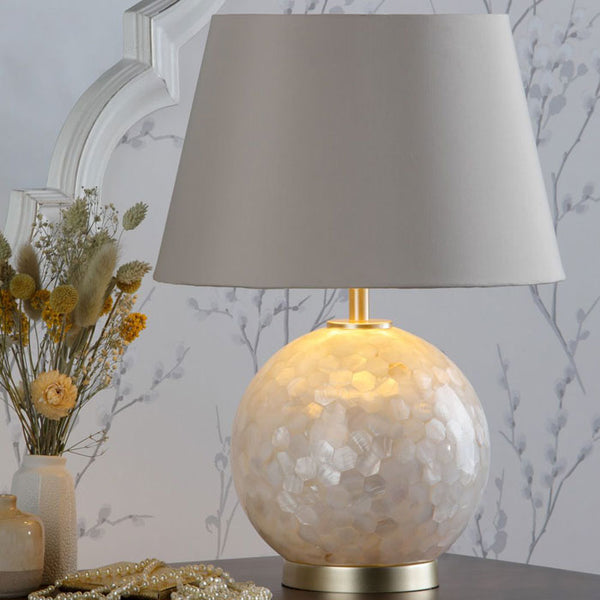 Laura Ashley Mathern Cream Shell Table Lamp In Champagne