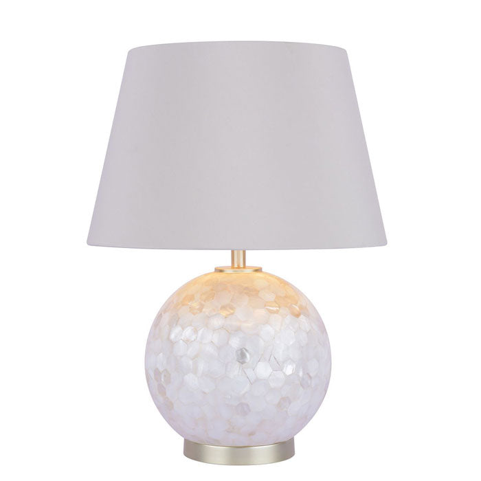 Laura Ashley Mathern Cream Shell Table Lamp In Champagne Finish With Ivory Silk Shade LA3756214-Q