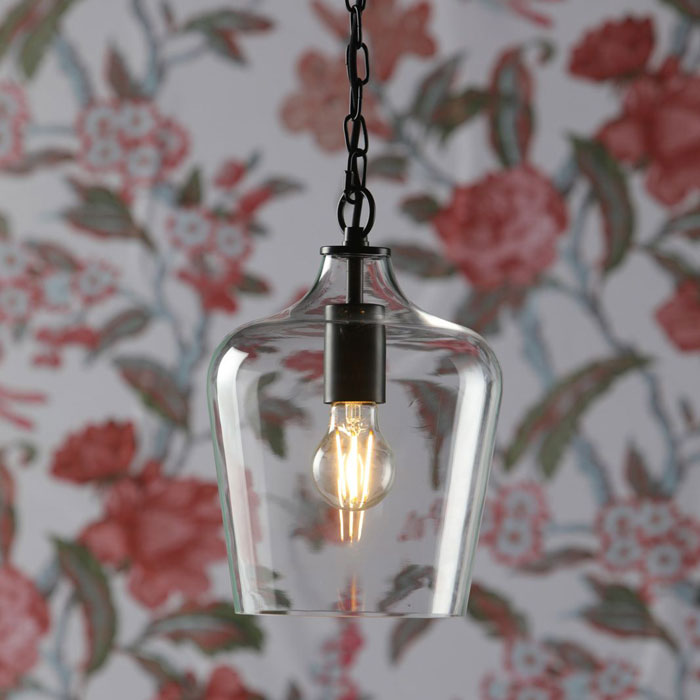 Laura Ashley Ockley Bottle Ceiling Pendant Light In Matt Black Finish LA3756227-Q