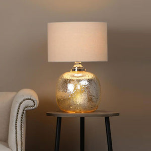 Lava Effect Table Lamp with Natural Linen Shade