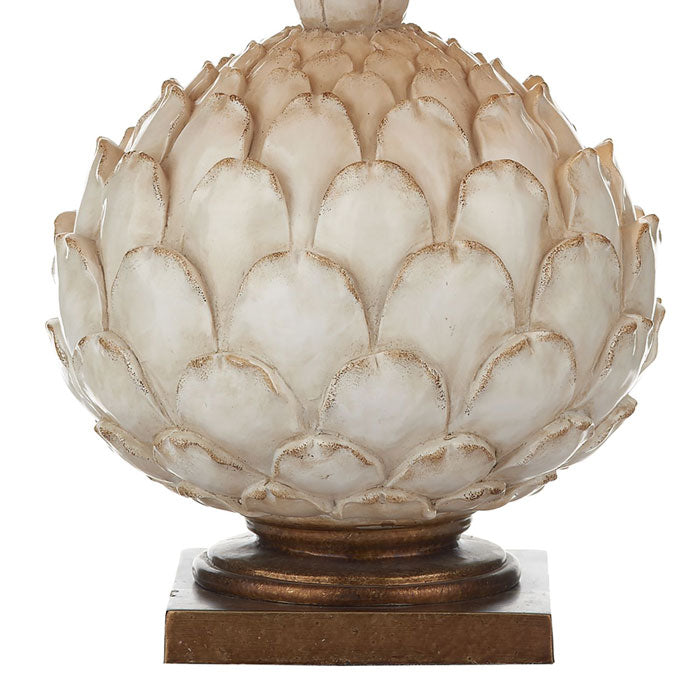 Large Artichoke Table Lamp in Distressed Cream with Shade