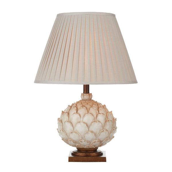 Large Artichoke Table Lamp in Distressed Cream with Shade