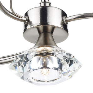 Luther 4 Light Semi Flush Satin Chrome Crystal by Dar LUT0446