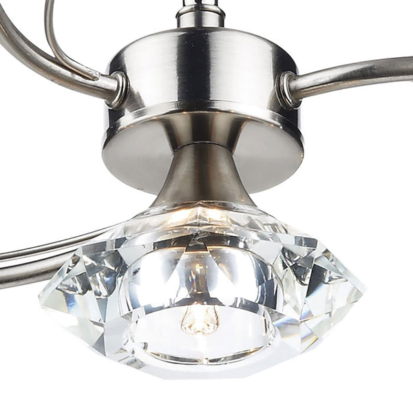 Luther 4 Light Semi Flush Satin Chrome Crystal by Dar LUT0446
