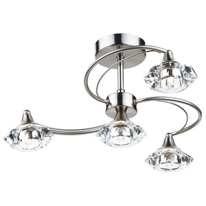 Luther 4 Light Semi Flush Satin Chrome Crystal by Dar LUT0446