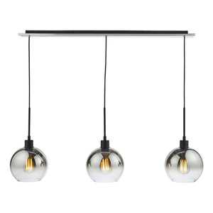 3 Light Bar Pendant in Matt Black with Ombre Smoked Glass Shades