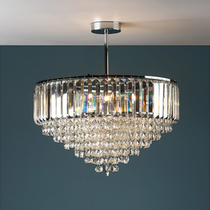 Laura Ashley Vienna 5 Light Semi Flush Chandelier in Polished Chrome LA3566049-Q