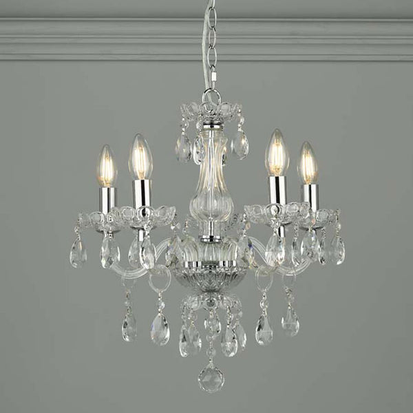 Laura Ashley Harriet 5 Light Crystal & Polished Chrome Chandelier LA3710919-Q