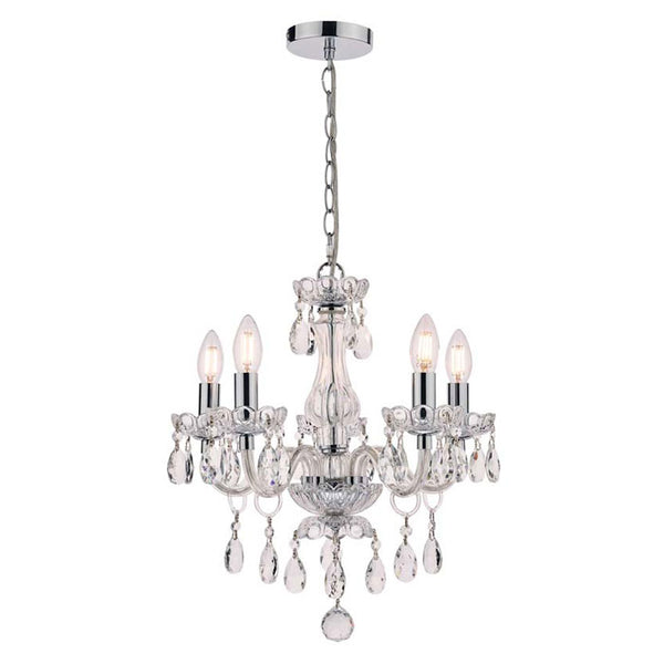 Laura Ashley Harriet 5 Light Crystal & Polished Chrome Chandelier LA3710919-Q