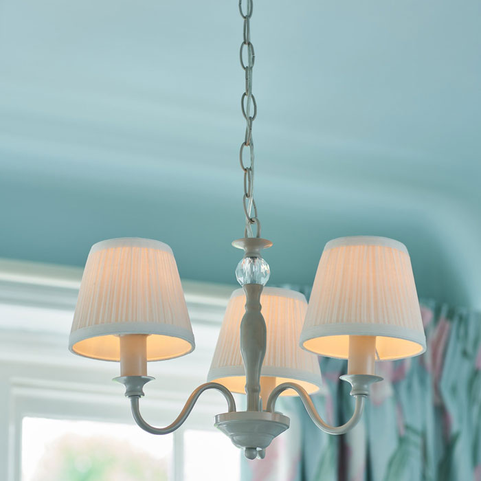Laura Ashley Ellis 3-Light Pendant Ivory with Shades