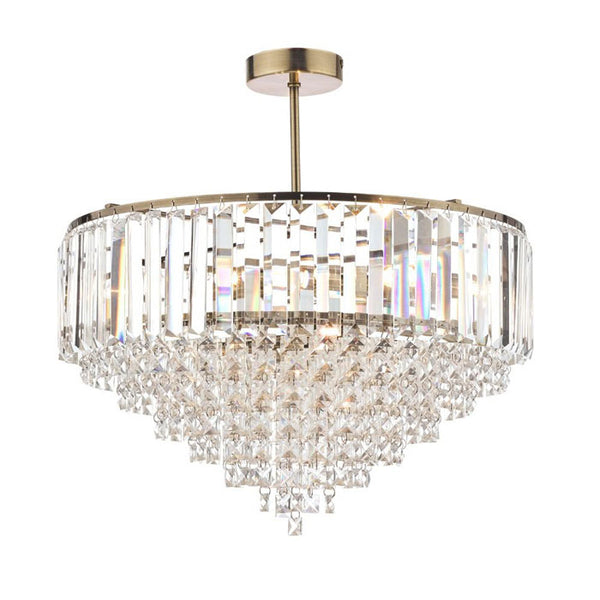 Laura Ashley Vienna 5-Light Semi Flush Crystal & Antique Brass LA3637913-Q