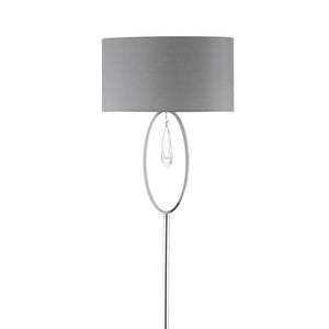 Polished Chrome and Crystal Floor Lamp with Oval Shade