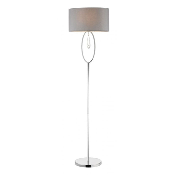 Polished Chrome and Crystal Floor Lamp with Oval Shade