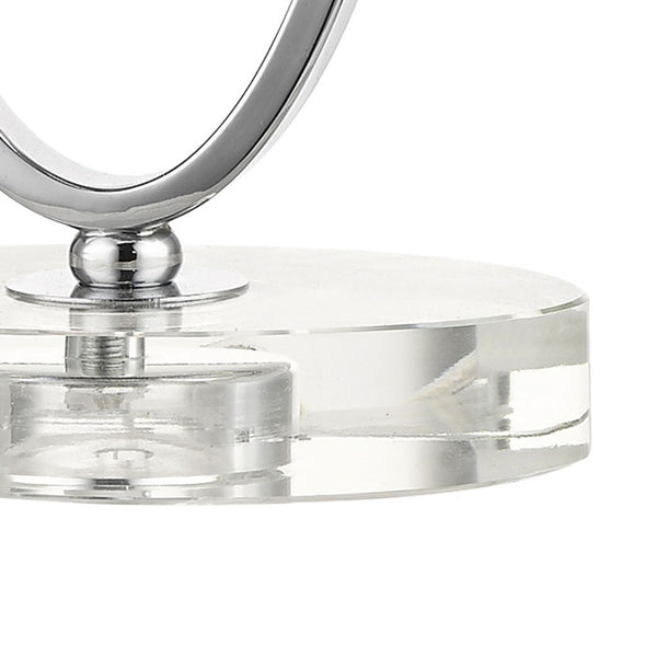 Polished Chrome Table Lamp with Crystal Droplet and Oval Shade