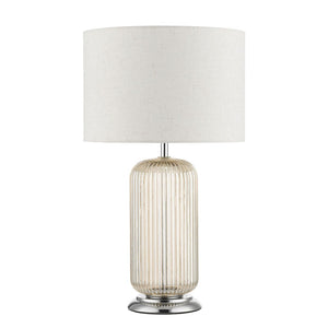 Vintage Ribbed Glass Table Lamp with Amber Shade