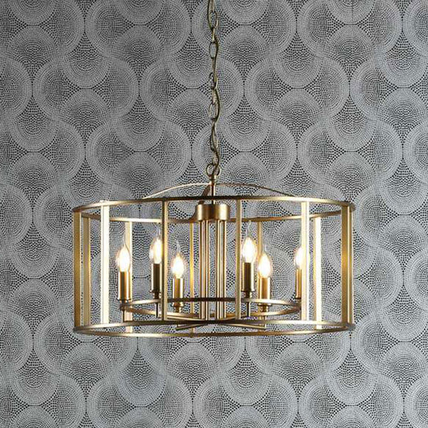 Myka 6 Light Pendant Brushed Bronze by Dar MYK0650