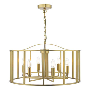 Myka 6 Light Pendant Brushed Bronze by Dar MYK0650