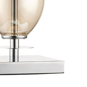 Amber Glass Table Lamp with Golden Shade