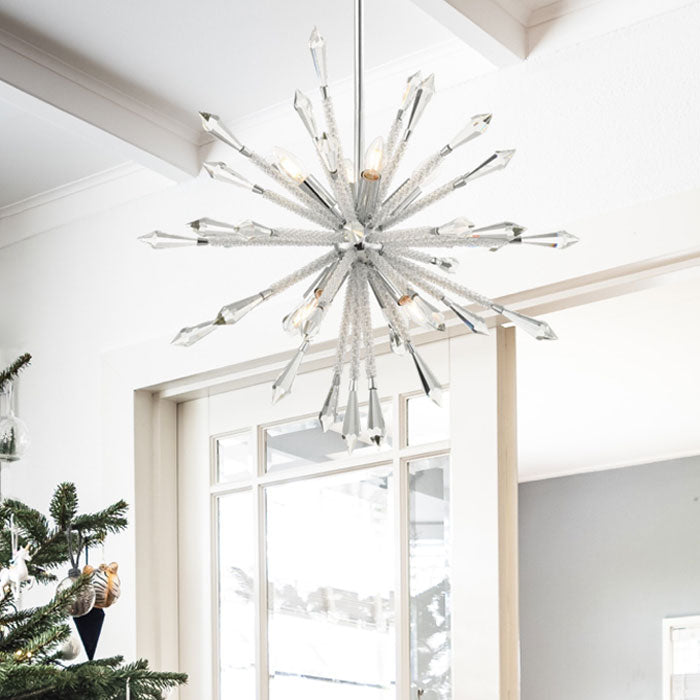 8 Light Medium Crystal Starburst Suspended Pendant Light SOL08CH